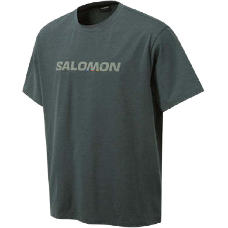 Salomon Short Sleeve Letter Print Loose T-Shirt Men Tops Green C28061