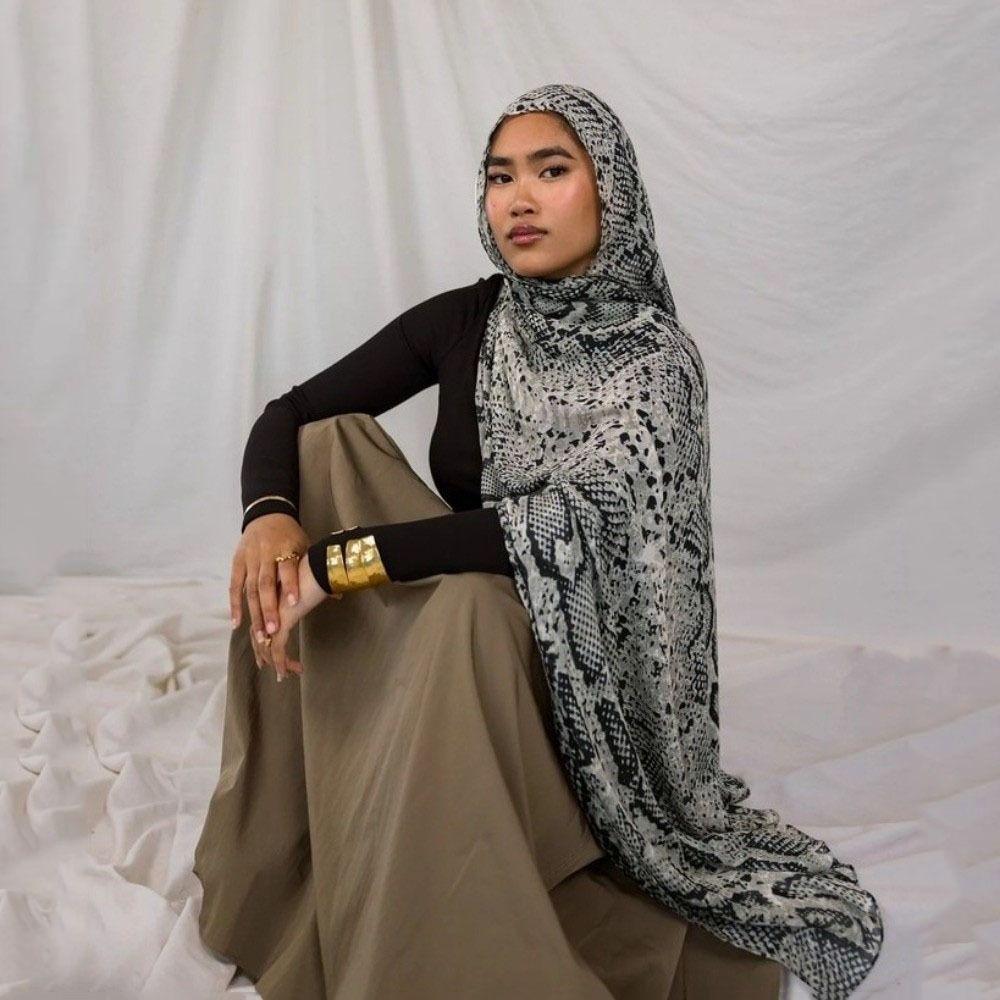 Animal Print Hijab Scarf Modal Islamic Turban Luxury Wraps Shawl  Female