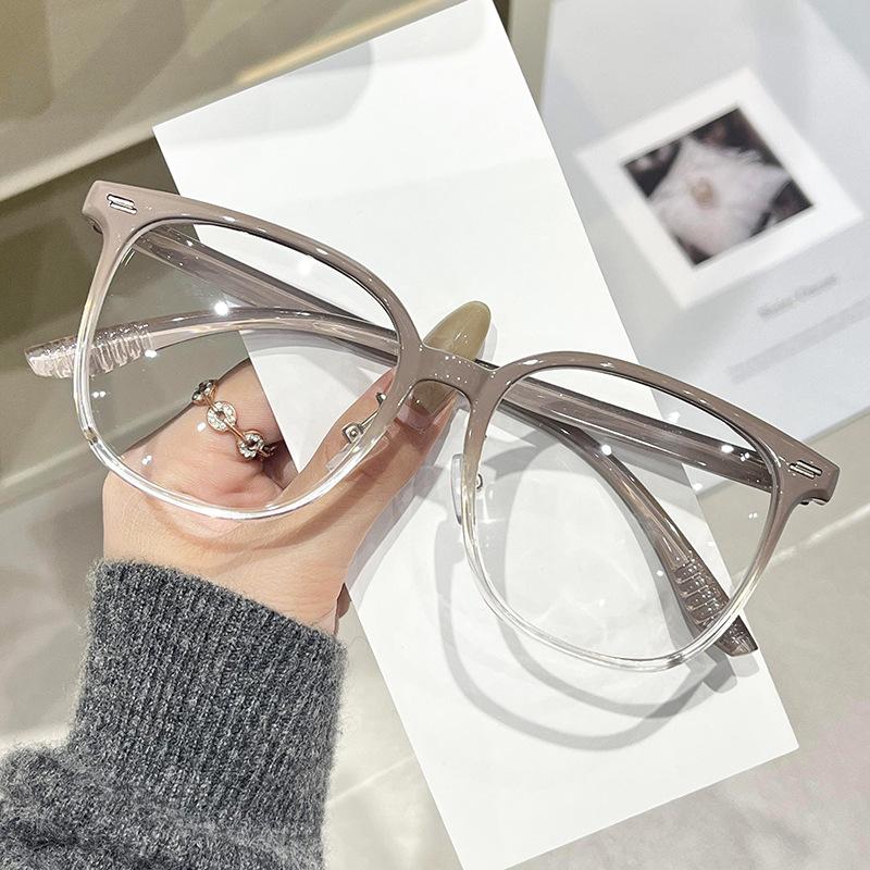 Large Square Frame HD Blue Light Blocking Reading Glasses Women's INS Style Fashion Presbyopia Glasses Trendy Decorative Eyewear