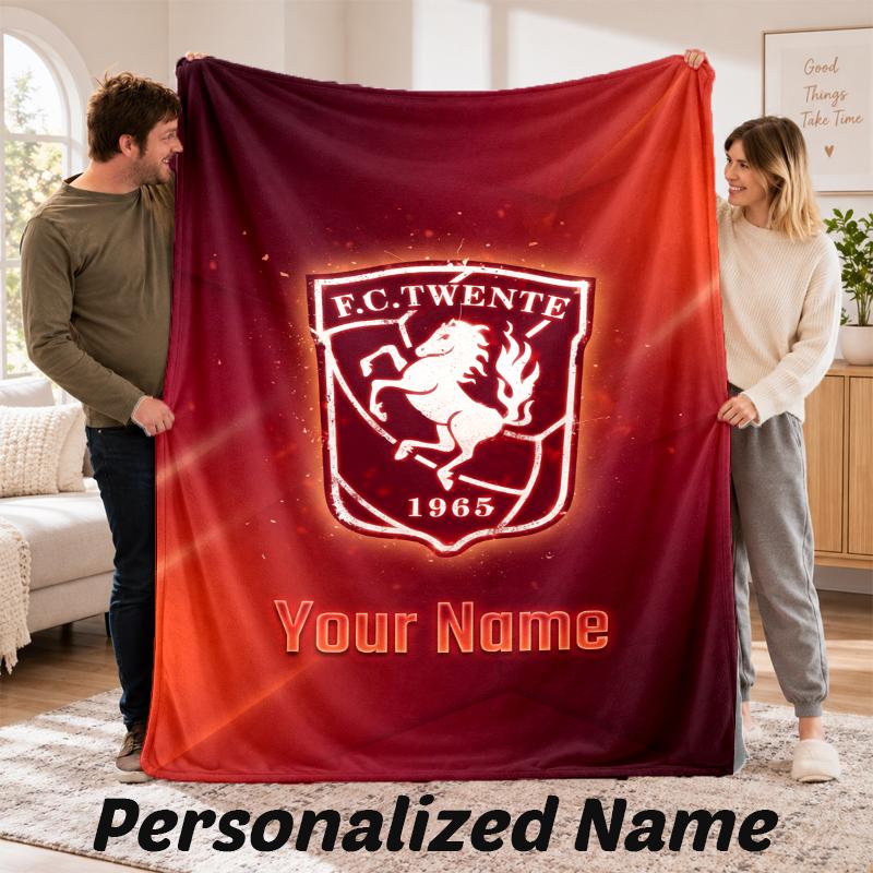FC Twente Personalized Flannel Blanket Custom Name Text Soft Throw Blanket Home Decor