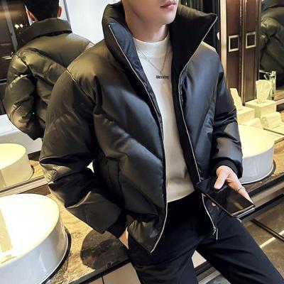 Men's Winter Cotton Jacket - Thick, Solid Color, Loose Fit, European Style, Short Bread Design