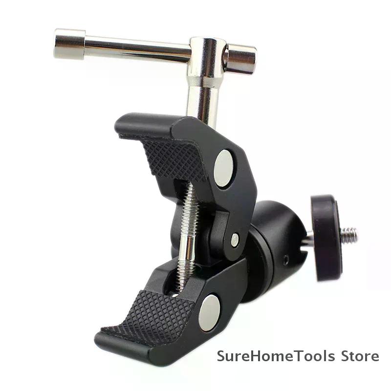 1 Set 1/4 Screw Clip CNC Metal Super Clamp With 360° Mini Ball Head Quick Release Clamp Bracket Tripod Mount For DSLR Camera