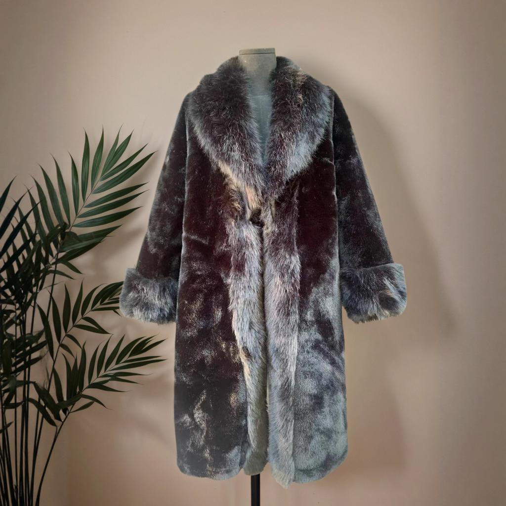 25 Year New European and American Autumn and Winter Women's Long Imitation Fur Suit Collar Coat