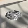 French Retro Hollow Full Diamond Zir*****Pen Ring Niche Design Fashion High Sense Light Luxury Personality Ring Women