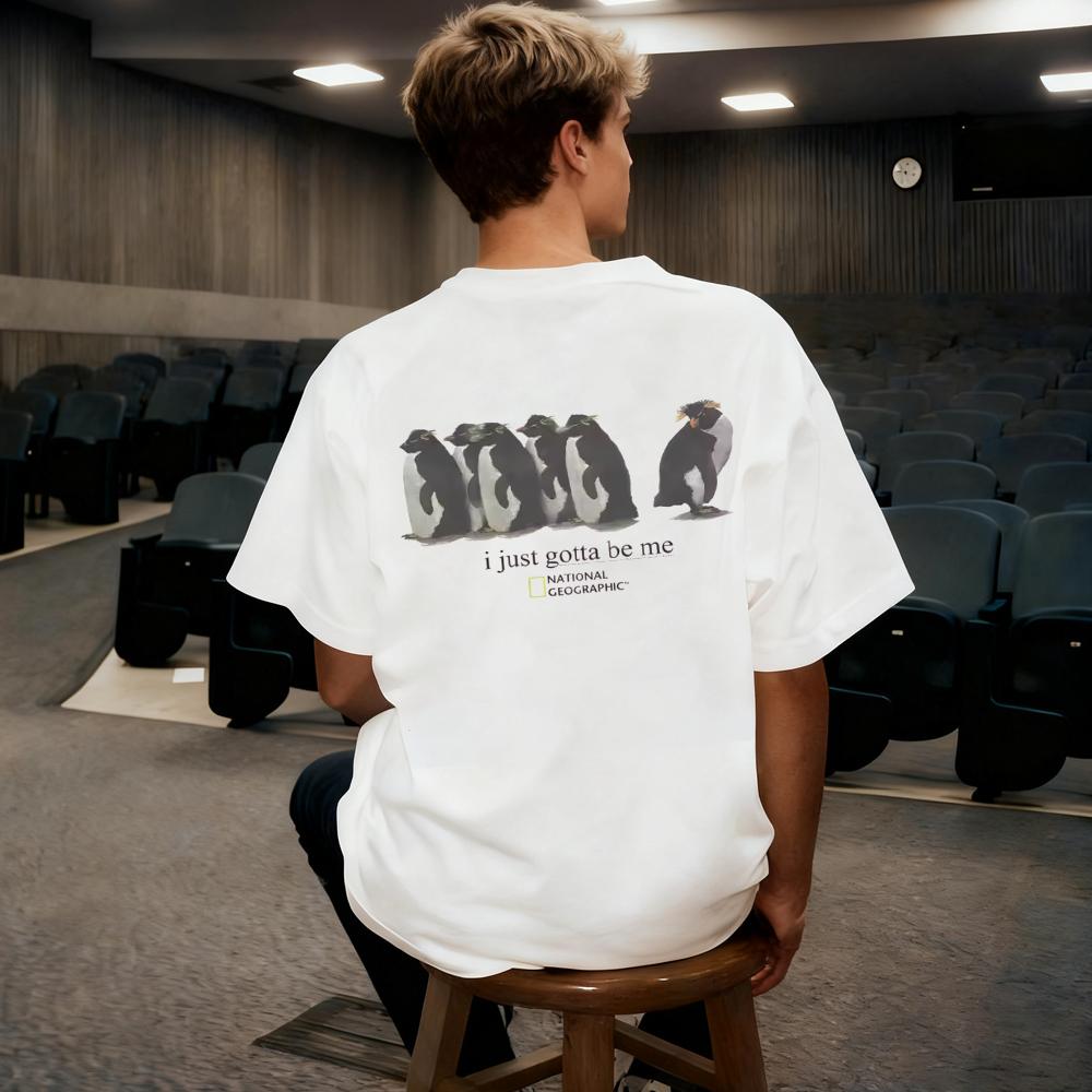 

I Just Gotta Be Me Funny Penguin T Shirt for Men Women Cotton Funny T-Shirts Round Neck Tees Short Sleeve Tops Harajuku Clothing 4XL