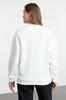 Women's Fashionable Stylish Sweatshirt Pink Thin Crew Neck Ribbon Detailed Oversize Comfortable Cut Knitted Sweatshirt