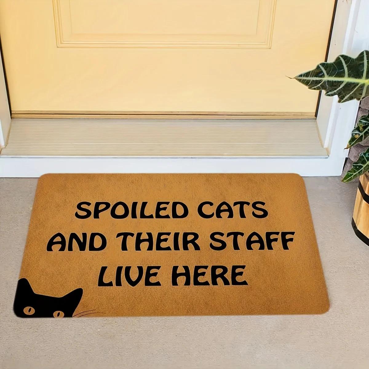 

Tapis décoratif lavable en polymère imprimé chat mignon, Deformle-Degré Doorvirus, Sol d entrée extérieur, Chambre facile à nettoyer 40x60cm
