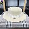 Light luxury Internet celebrity French small straw woven flat top flat brim straw hat women's summer travel simple sun protection holiday visor