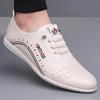 Men's White Leather Slip-On Casual Business Driving Shoes