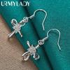 925 Sterling Silver Bowknot Zircon Earrings For Women Charm Jewelry