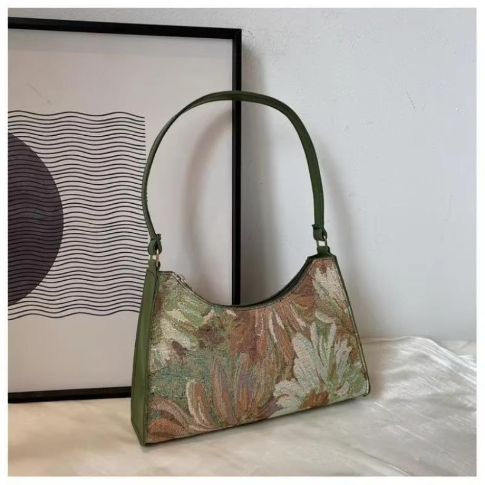 Popular Women's Armpit Bag New Style with A Western Temperament One Shoulder Oil Painting Bag Fashionable Women's Bag Handbag