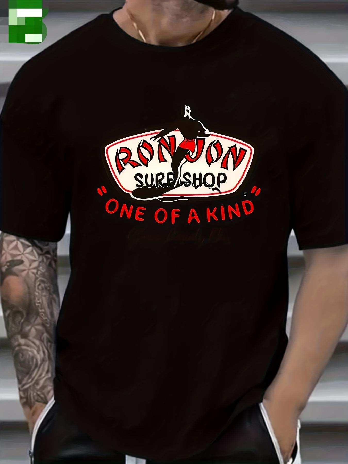 

Black Surf Shop Graphic Crew Neck T-shirt - Breathable Summer Short Sleeve Tee with One of a Kind Print M