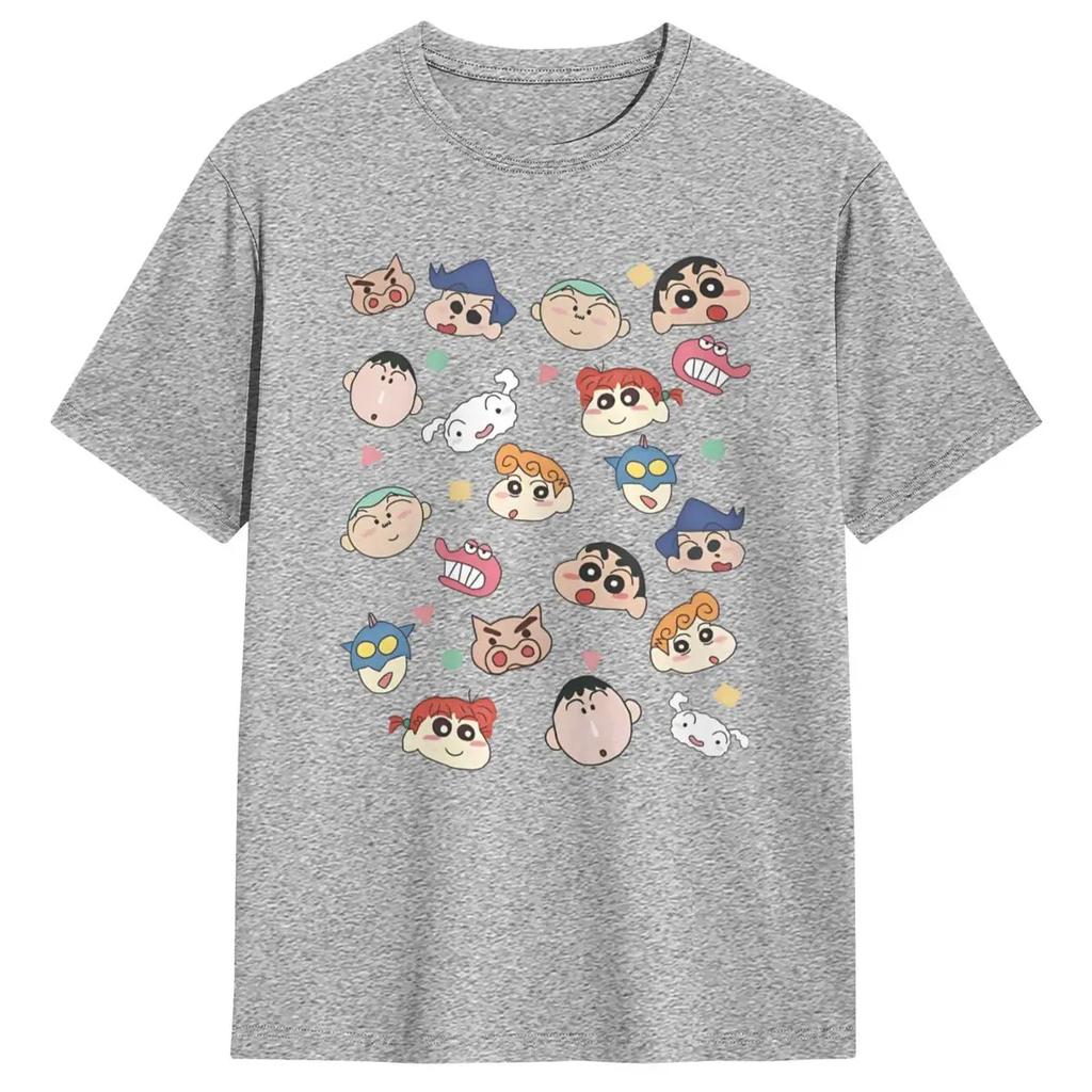 School Friends Crayon Shin Chan T-Shirt Summer Y2K Retro T Shirts 100 Cotton Tshirt For Mens Short Sleeves Clothing
