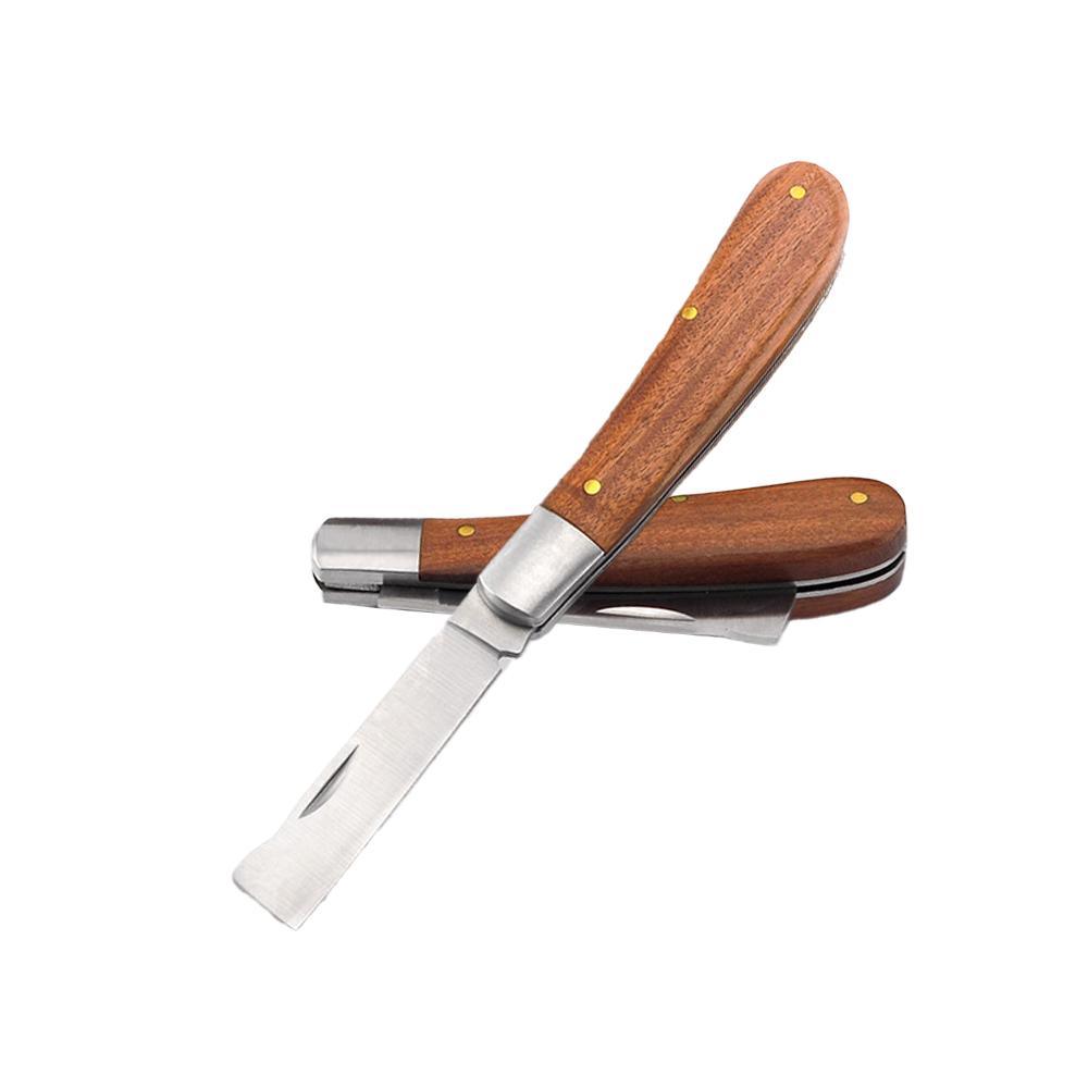 Coltello a fungo in acciaio inossidabile Manico in palissandro Falcetto Tascabile EDC Utilità Elettricista Coltello pieghevole Portatile Strumento da esterno