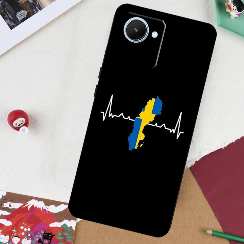 Sweden Flag For Realme GT 6T 6 5 GT 7 Pro C61 C55 C53 C51 C21Y C25S C67 C75 10 11 12 13 14 Pro Plus Case