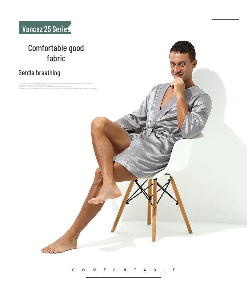 Unisex Lightweight Long-Sleeve Tie-Up Bathrobe - Solid Color Plus Size for Men & Women.