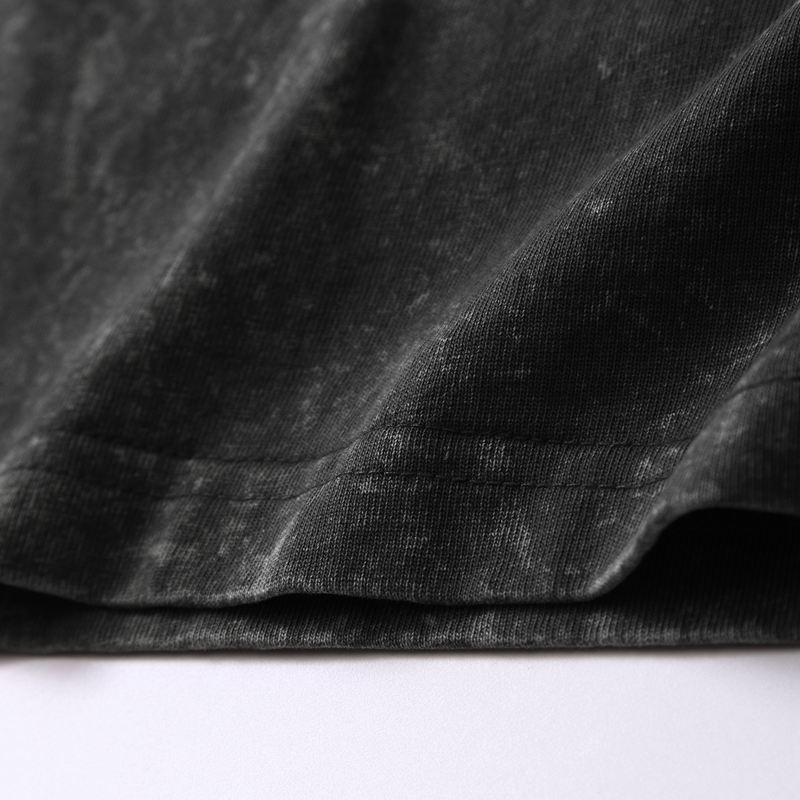 230G Heavyweight Vintage Distressed Loose Fit Plus Size Long Sleeve Cotton Crew Neck T-shirt