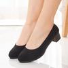 Dámské jednoduché módní vysoké podpatky: Pohodlné látkové společenské boty s měkkou podrážkou
