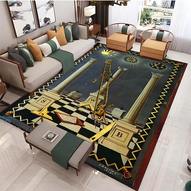 Modern Masonic Living Room Home Decoration Sofa Table Large Rug Bathroom Non-slip Floor Mat