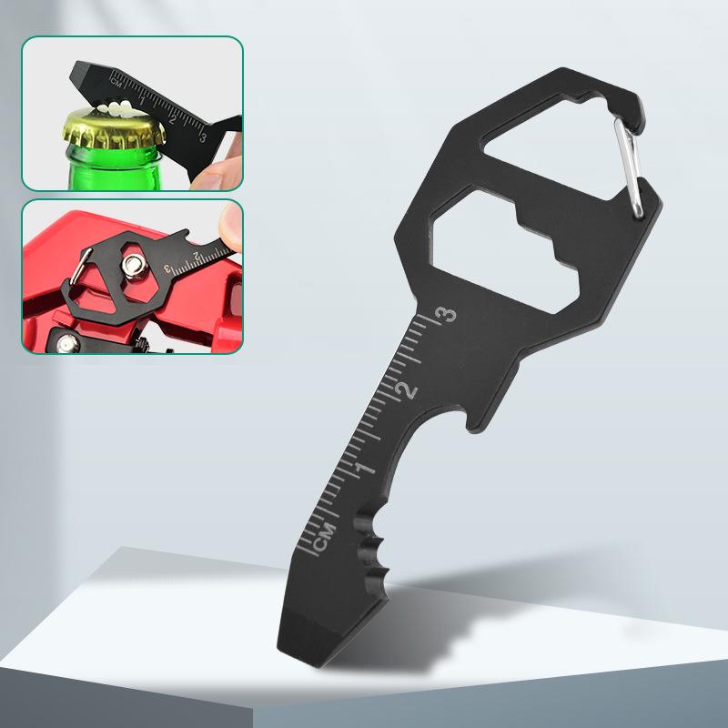 Multifunctional Card Tool Keychain: Bottle Opener, Hex Key, Mini Screwdriver, Pendant.