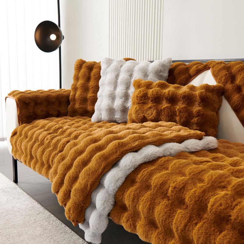 

Роскошная нескользящая подушка для дивана из искусственного кроличьего меха - Уютный зимний плюшевый чехол на сиденье 70x70 cm