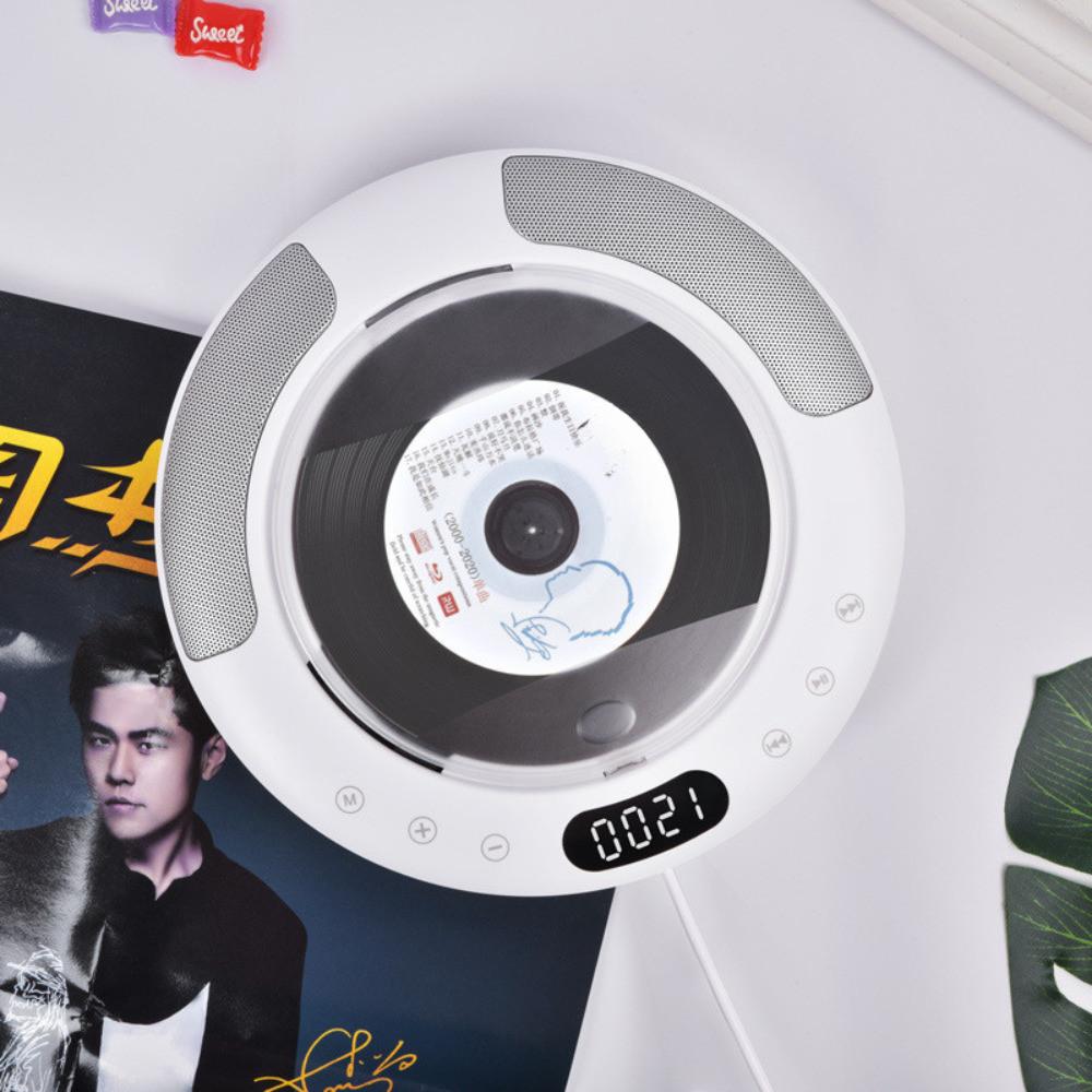 Wall Mounted Bluetooth CD Player Equipped with Dust Cover and Dual Horn Speaker Household CD Album Radio 10W 185*185*33mm