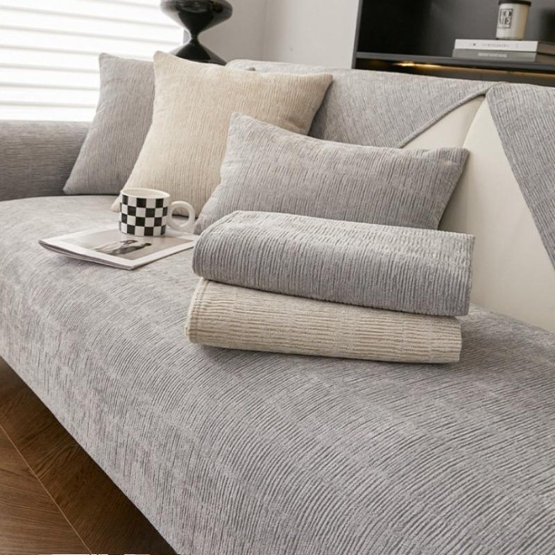 Solid Color Minimalist Sofa Cushion Chenille Cushions Backrest Cover Sofas Towel Cloth Dust Anti Slip Protective Seat Mat