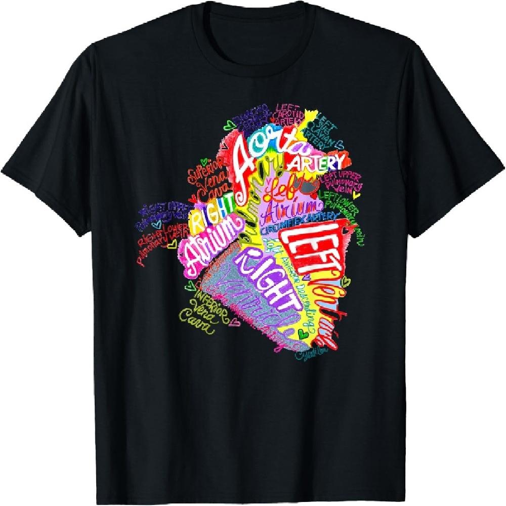 Анатомическое сердце Медицинское Граффити Слово Арт Облако Разноцветная Футболка XXXXXL чёрный