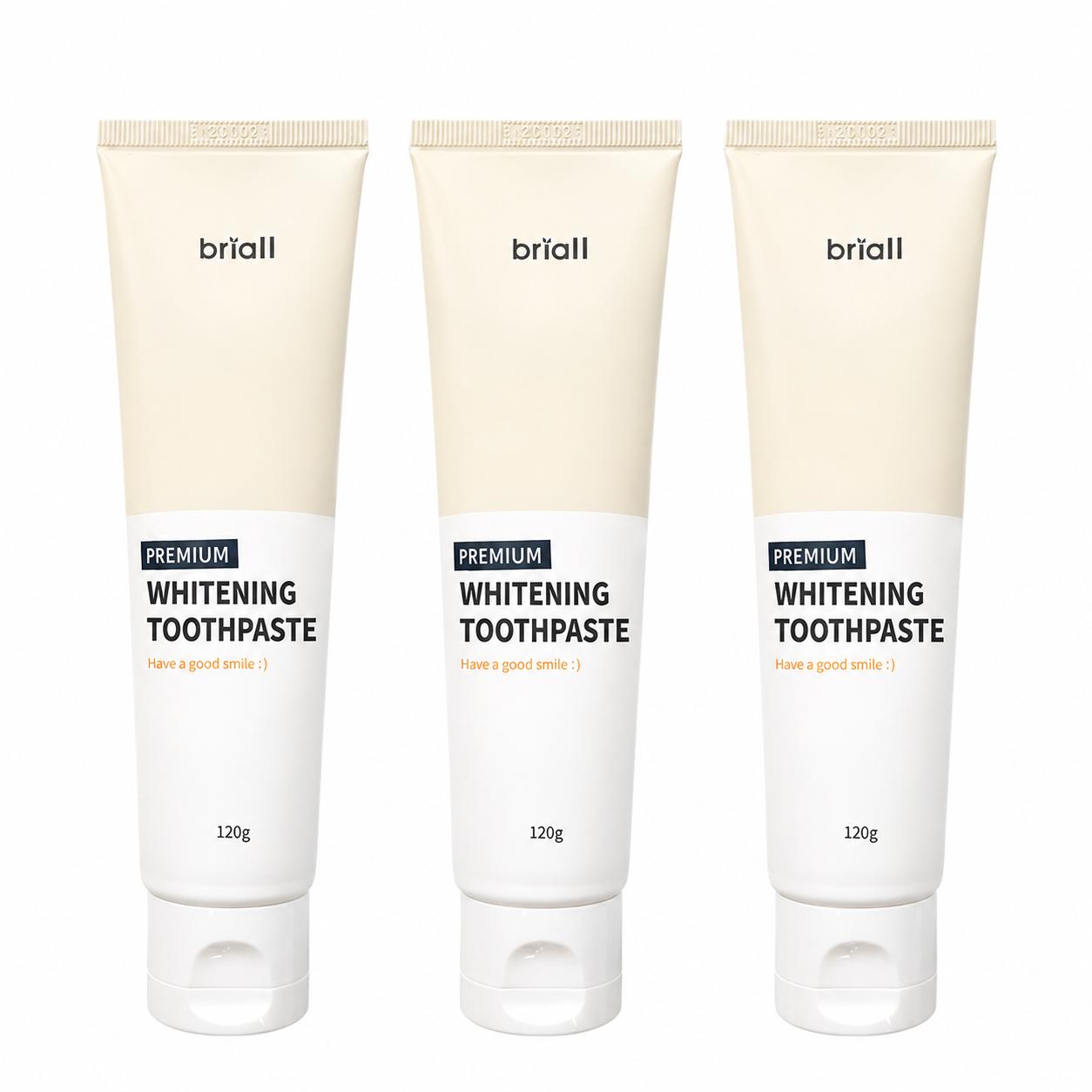 BRIOLL Premium Whitening Toothpaste Teeth Whitening Sensitive Teeth & Fresh Breath Care 120ml x 3pcs