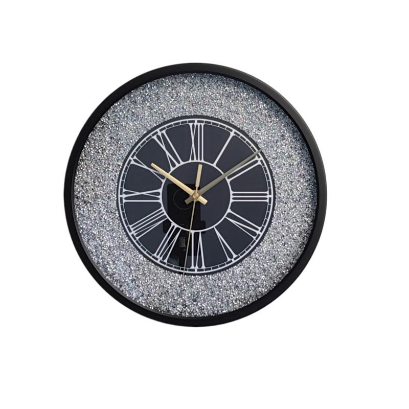 

12-inch Diameter 30CM Handmade Diamond Shining Wall Clock Intelligent Voice-controlled Luminous Living Room High-end Luxury Time 12 inch