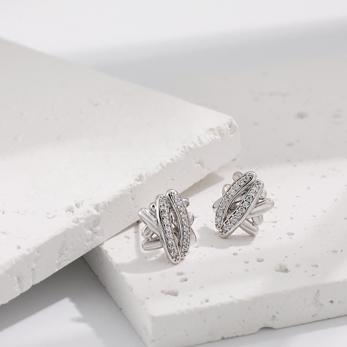 Retro 8K Zircon Inlaid Copper Stud Earrings - Non-Fading, High-End Luxury for Women