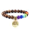 European & American Cross-Border E-commerce Creative 8mm Bead Bracelet with Volcanic Lava & Wooden Beads featuring an Alloy Tree of Life Pendant.