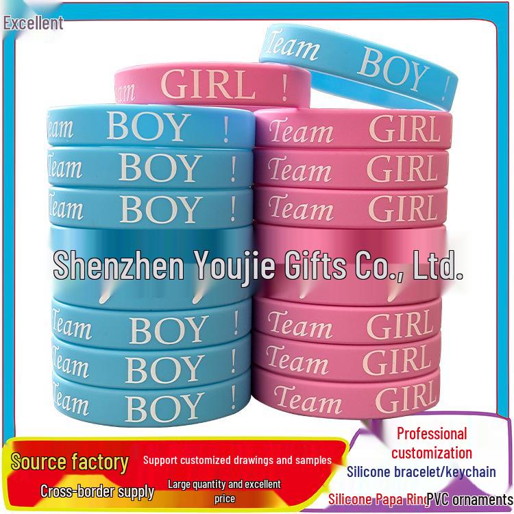 

Gender Reveal Party Multicolor Silicone Wristband Bracelet Silicone