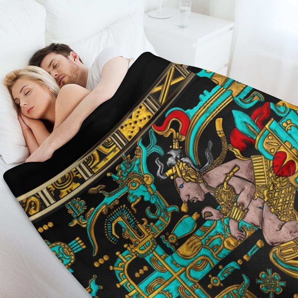 Lid of The Great Tomb of Pakal - Palenque Astronaut Over Black No.2 Throw Blanket Decorative Beds Polar Christmas Gifts Blankets