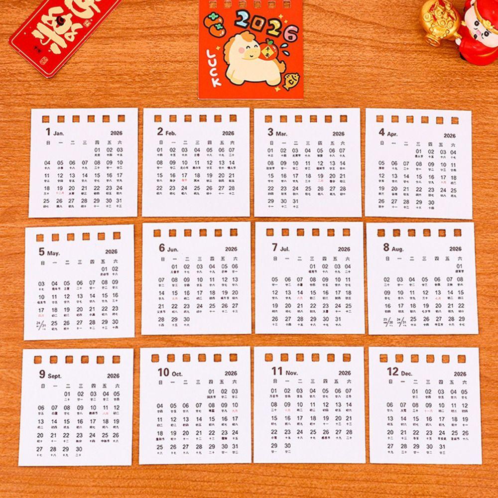 Cartoon 2026 Desk Calendar Coil Binding Daily Planner Desktop Calendar  Office School Supplies