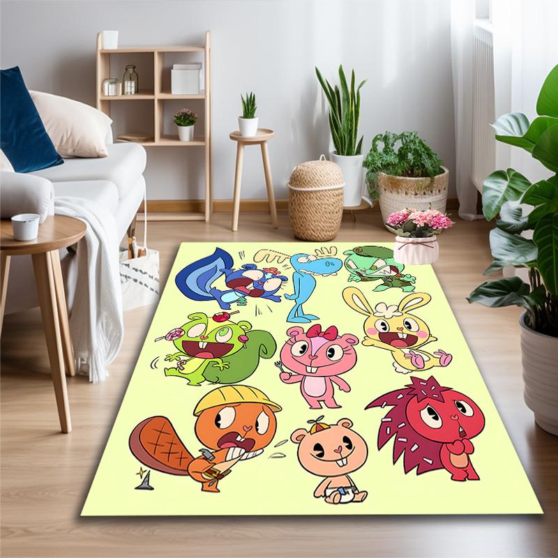 [Happy Tree Friends Cartoon Printed Carpet] Durable Home and Office Area Rug, Kitchen Farmhouse Decorative Floor Mat