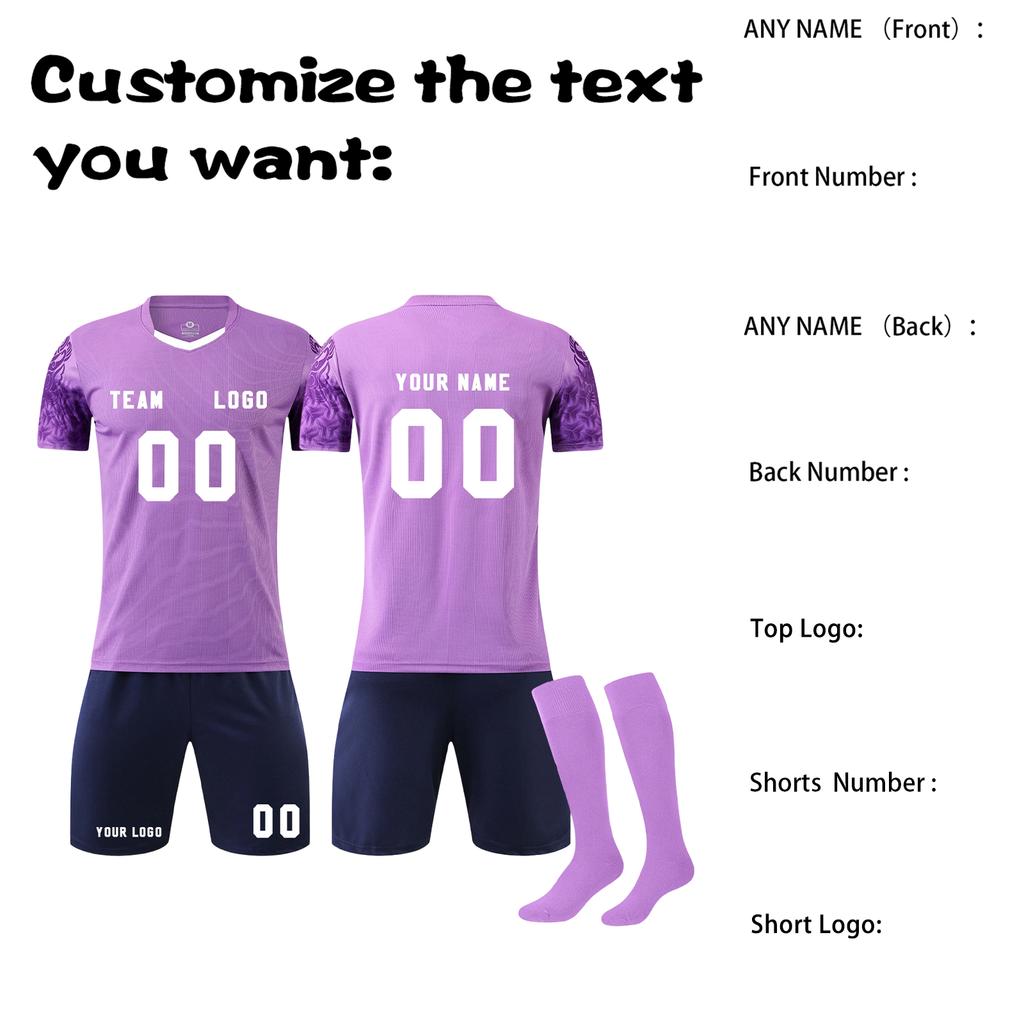 Men's Soccer Jersey Set Short Sleeve Lightweight Breathable Fabric Athletic Training Uniform with Matching Shorts and Socks Suitable for Team Sports