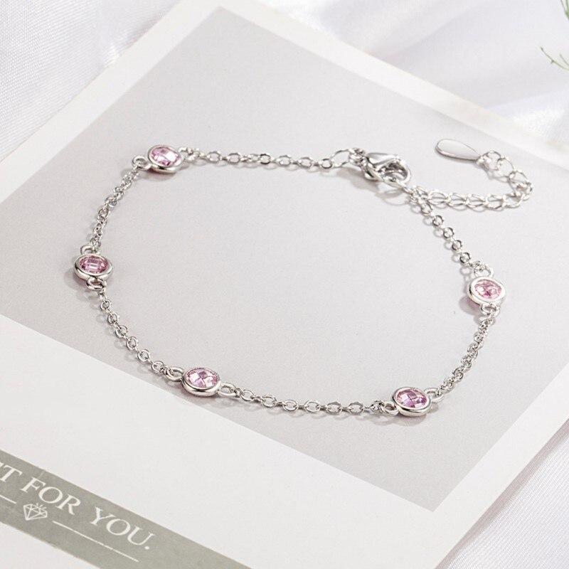 ANENJERY Colorful Geometric Crystal Zircon Chain Bracelet Female Simple Sweet Hand Jewelry