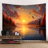 Landscape Oil Painting Tapestry Forest, Peacock, Castle, Dreamy Wall Hanging Cloth, Starry Sky Sunrise, Home Art Decoration