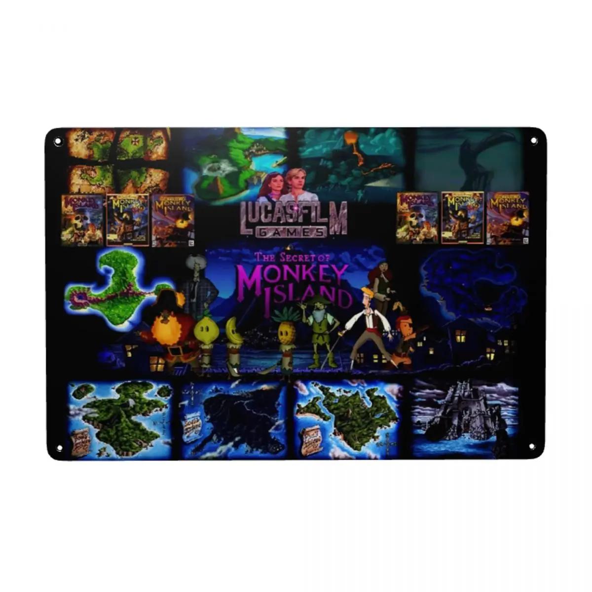 Винтажная металлическая табличка Monkey Island Персонализированные lunder Bunny Жестяные таблички Декор стен кафе Украшения Искусство 20x30cm（7.8x11.8inch）