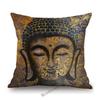 Worship Buddha Sakymuni Lotus Flower Buddism Oil Painting Southeast Asia Buddhists Decoration Pillow Case Linen Cushion Cover