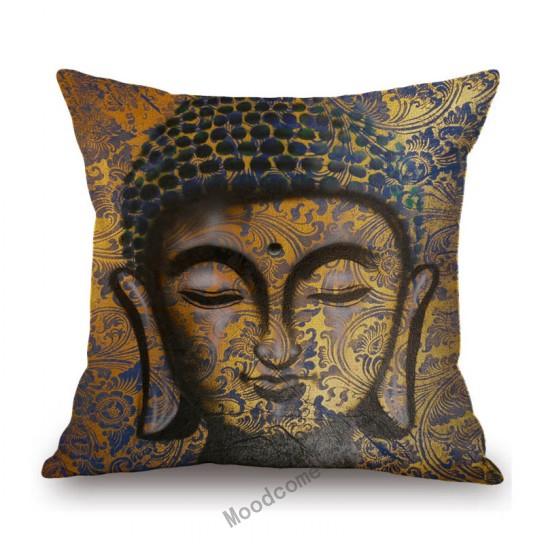 Worship Buddha Sakymuni Lotus Flower Buddism Oil Painting Southeast Asia Buddhists Decoration Pillow Case Linen Cushion Cover