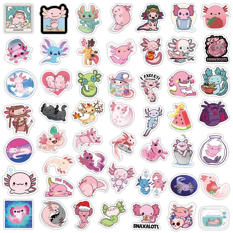 50pcs Axolotl Stickers Waterproof Reusable Adhesive For Laptop/phone/suitcase