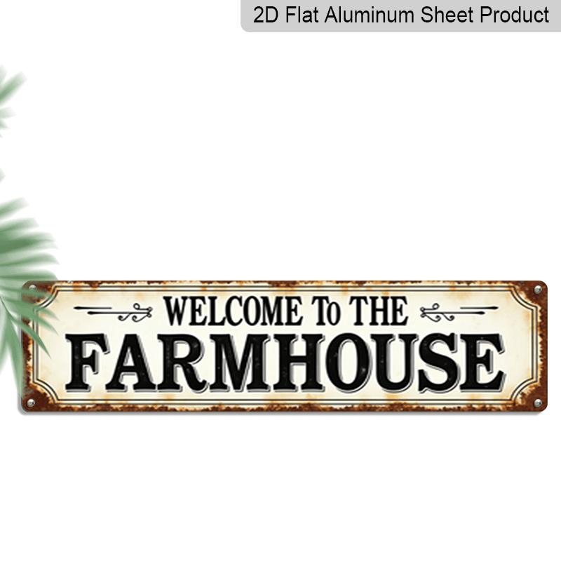 2D Flat 1pc, 15.7×3.94inch Classic Metal Farmhouse Sign, Aluminum Decorative Sign, Rustic Wall Decoration for Country Homes, Versatile Use