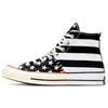 1970s Archive Restructured High Top Striped Star Stitching High Top Canvas Shoes Unisex Black & White
