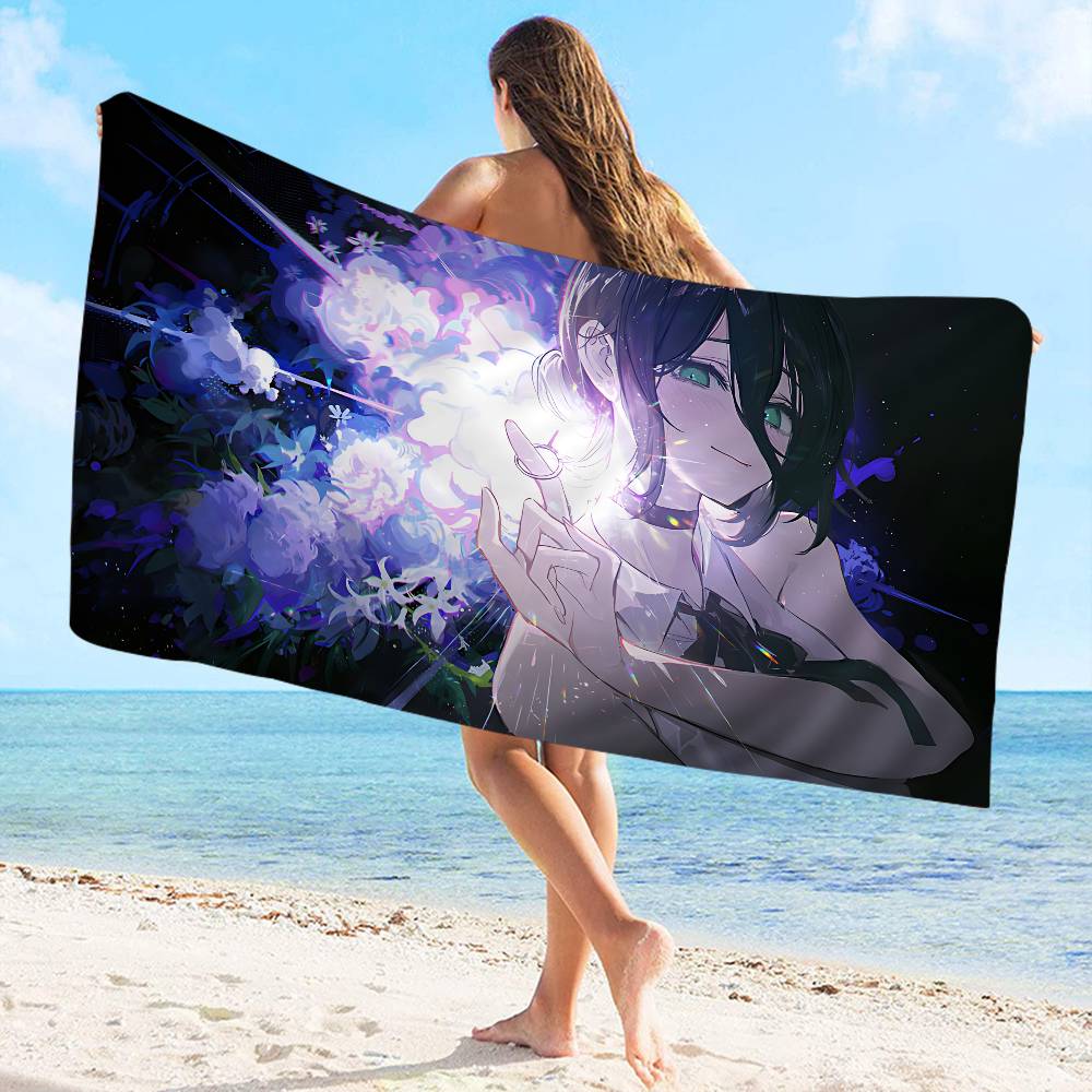 Popular Action Anime C-Chainsaw M-Man R-Reze A-Arc Microfiber Printed Beach Towel Yoga Beach Running Absorbent Soft Towel