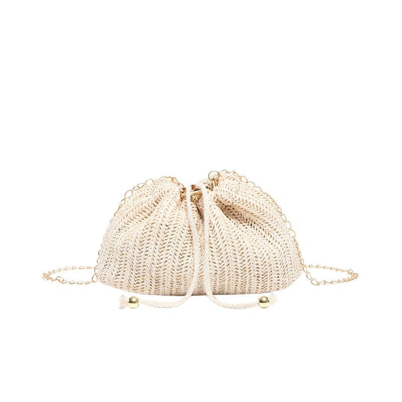 Stylish Woven Shoulder Bag For Women 2024 Summer Korean Design Fashionable Trendy Crossbody Chain Bag In Off-white кремовый