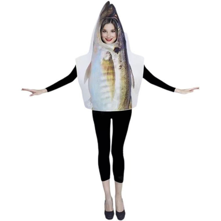Halloween Barracuda Unisex Costume: Salted Fish Cosplay for Carnival and Pranks