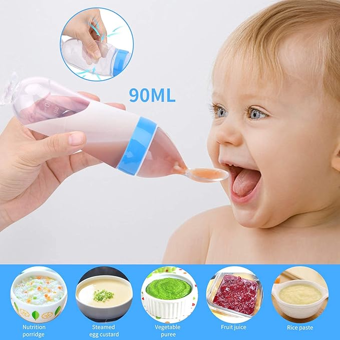 Pack of 2 Baby Spoon Bottle – Soft Silicone Feeding Bottle with Spoon for Easy Feeding