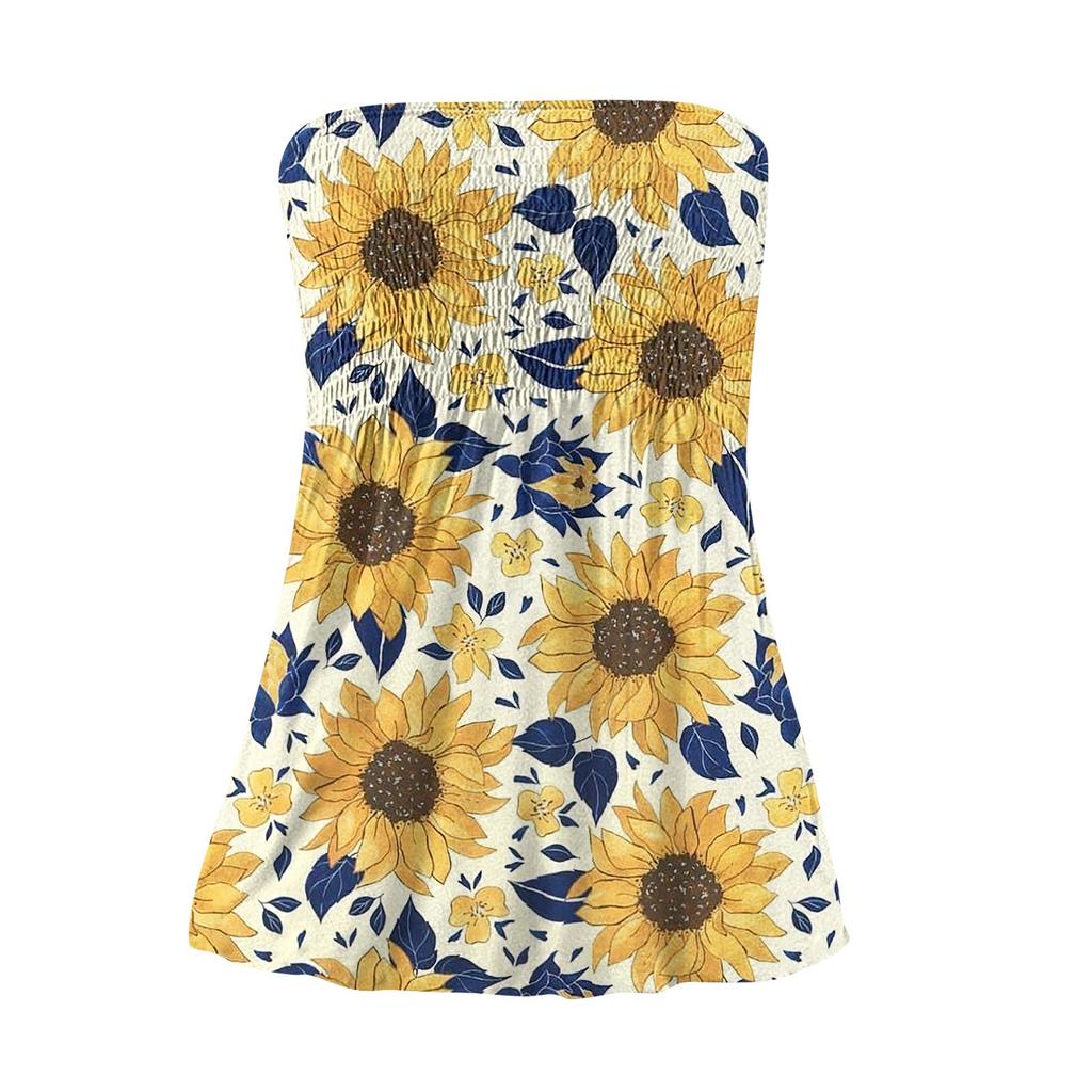 Tube Tops For Women,Cute Sexy Off Shoulder  Print Sleeveless T-Shirt